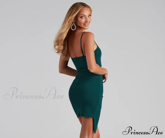 Chic Night Crepe Charming Wrap Mini Dress