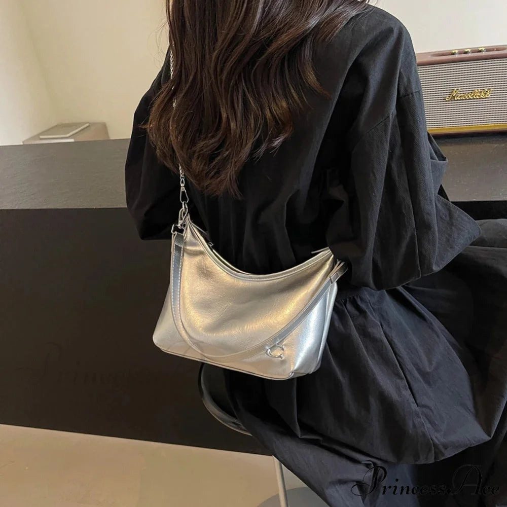 Chic PU Crossbody Bag with Zipper shoulder-250126