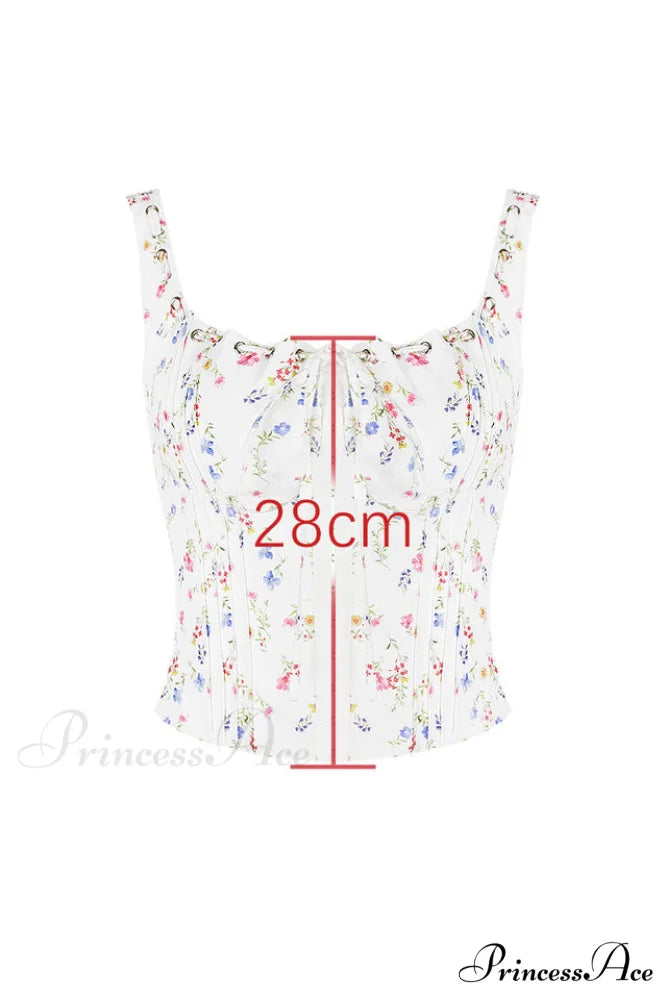 Chicca White Stylish Posy Print Top