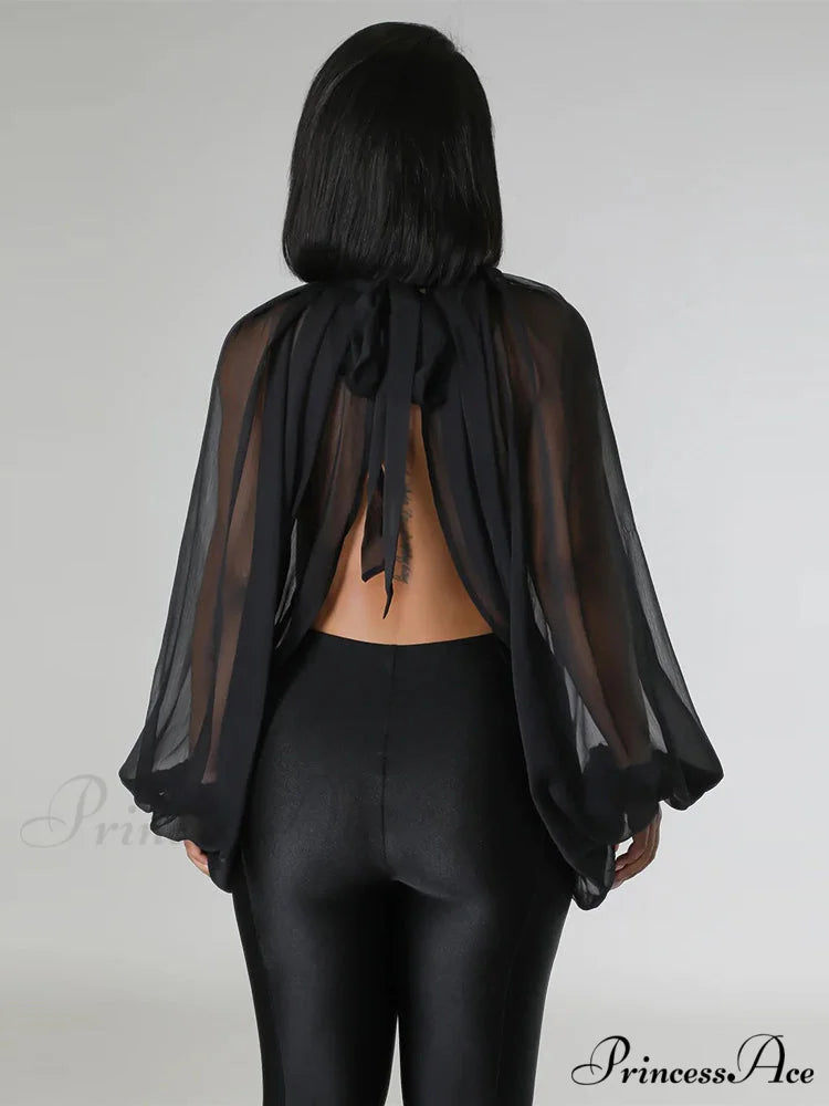 Chiffon Ruffle Trim Halter Cowl Classic Neck Slip Mini Dress - Black
