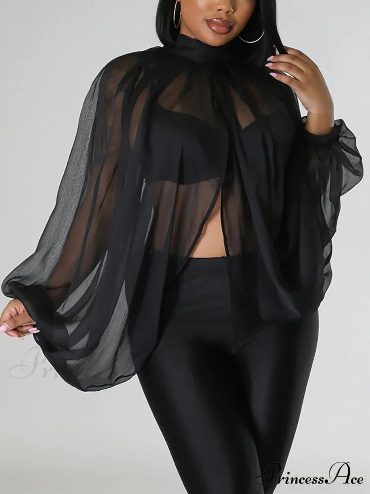 Chiffon Ruffle Trim Halter Cowl Classic Neck Slip Mini Dress - Black