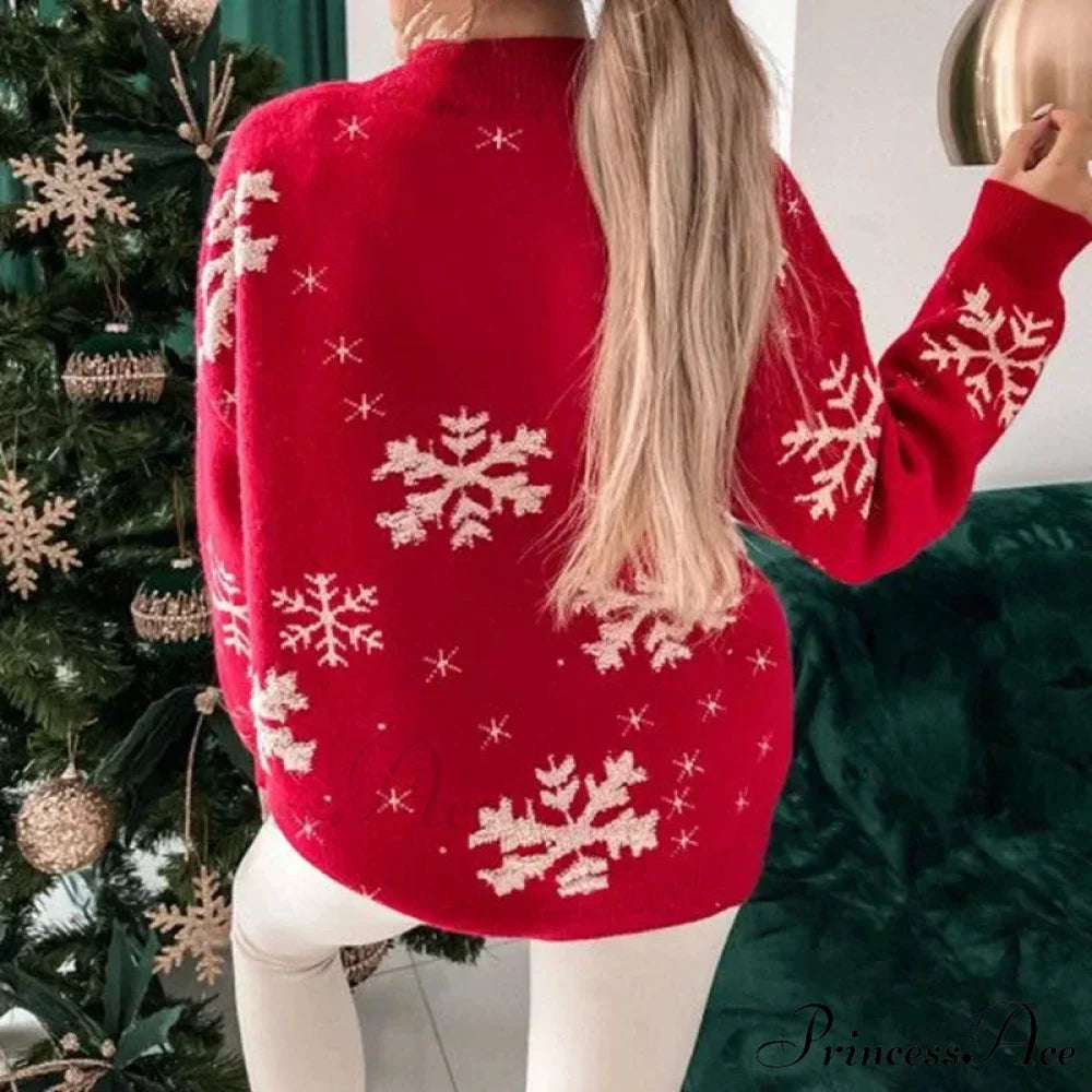 Christmas Cozy Snowflake Print Warm Thickened Stylish Comfortable Sweater