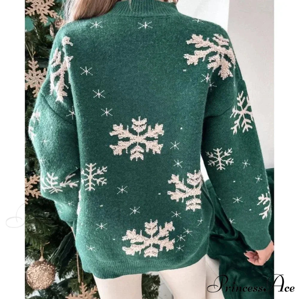 Christmas Cozy Snowflake Print Warm Thickened Stylish Comfortable Sweater