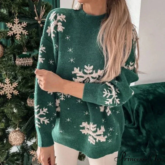 Christmas Cozy Snowflake Print Warm Thickened Stylish Comfortable Sweater