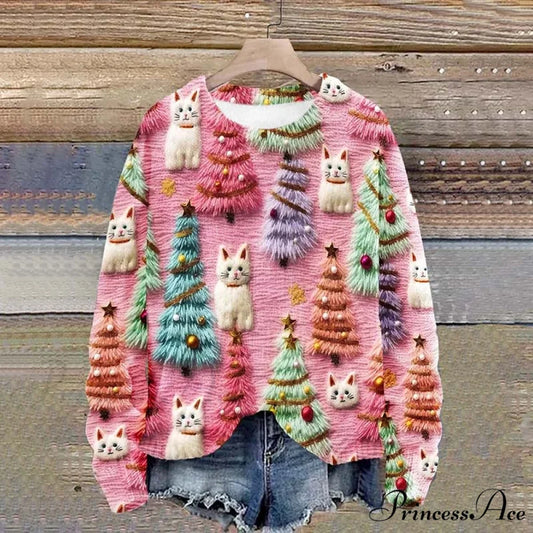 Christmas Festive Design Sweatshirt Pink / S