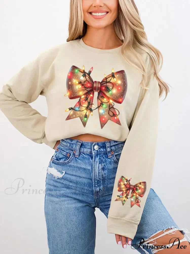 Christmas Lights Coquette Bow Classic Retro Oversized Christmas Hoodie Christmas Hoodies-L