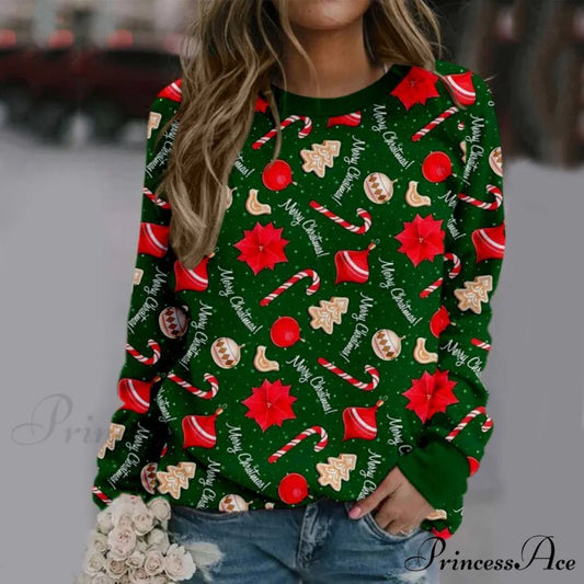 Christmas Pullover Sweater Top Green / S