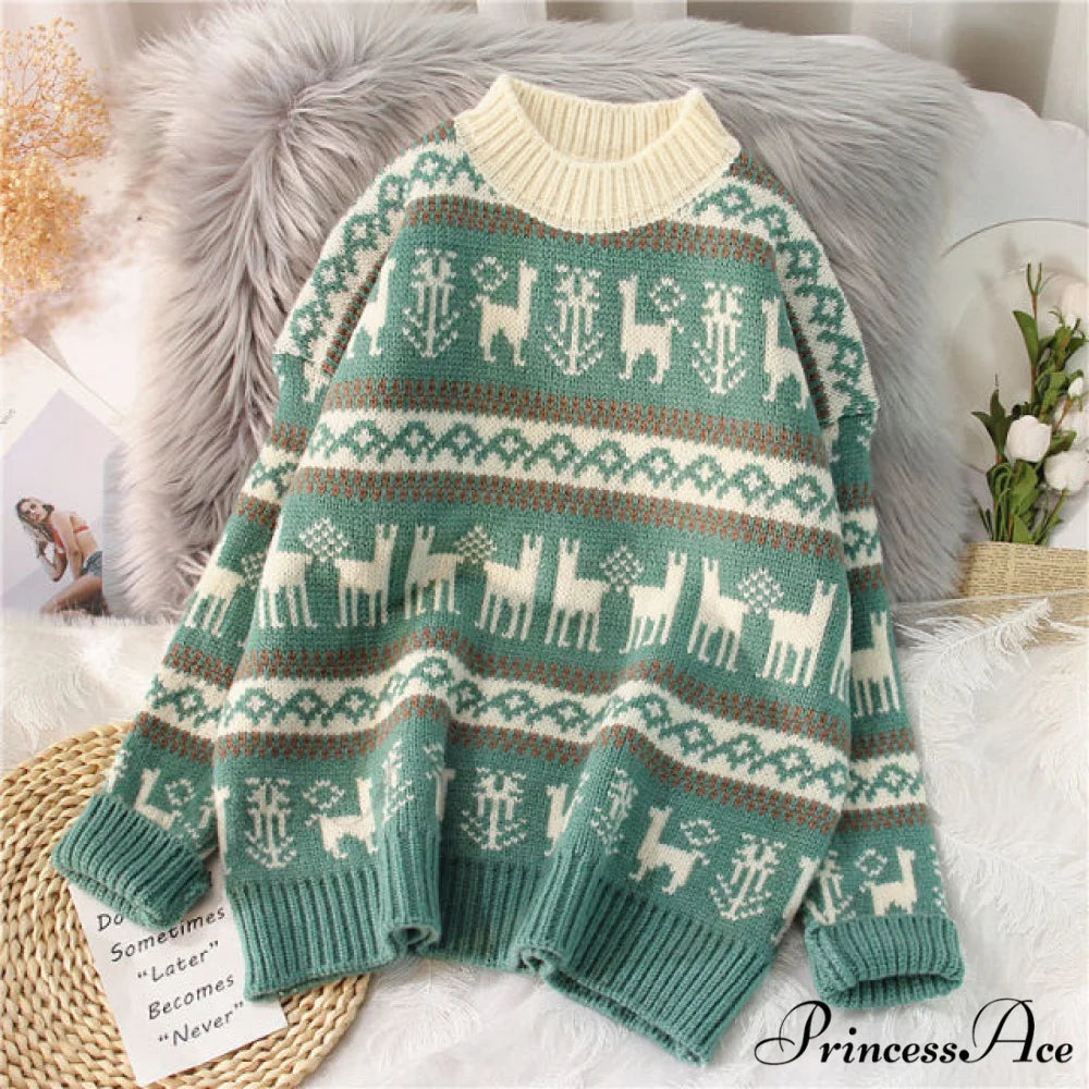 Christmas Red Deer Sweater green / One Size