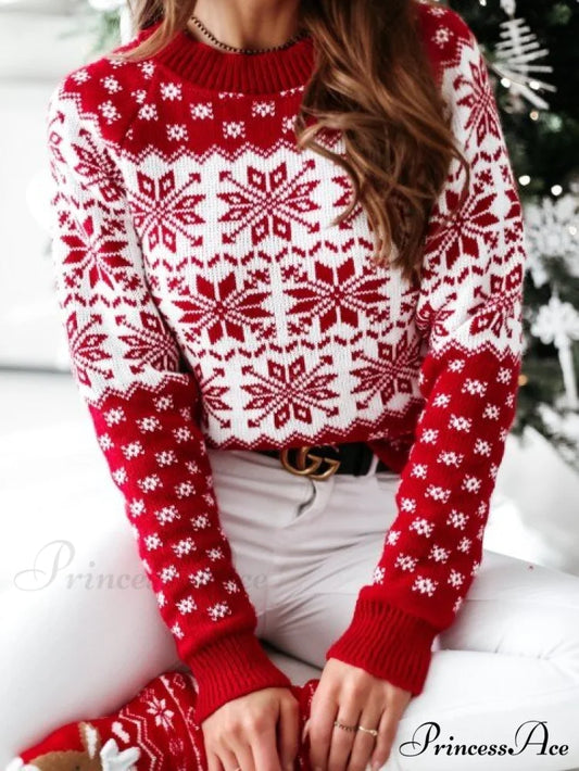 Christmas Santa Snowflake Sweaters white / S