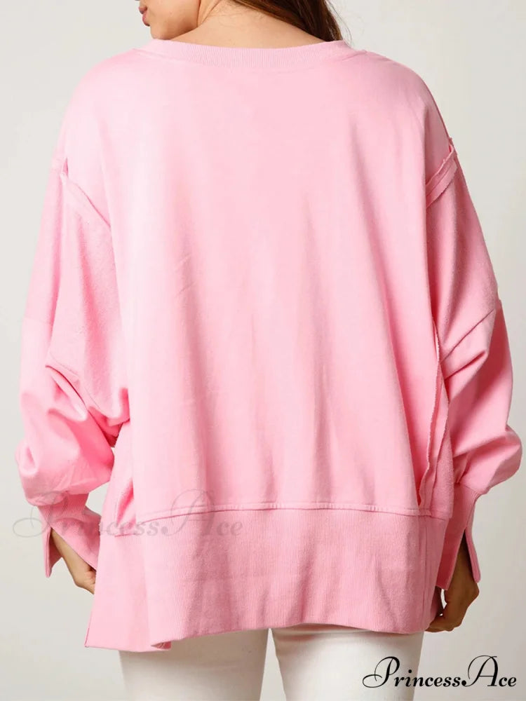 Christmas Sequin Candy Cane Holiday Oversized Side Slit Sparkly Pullover Christmas Hoodie Christmas Hoodies-L