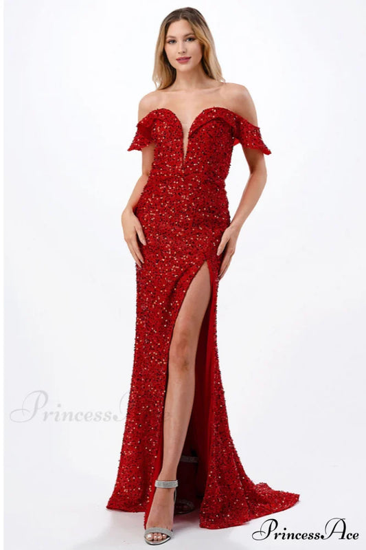 Cinderella Divine Stylish CH167 Sequin Dress XS / Red