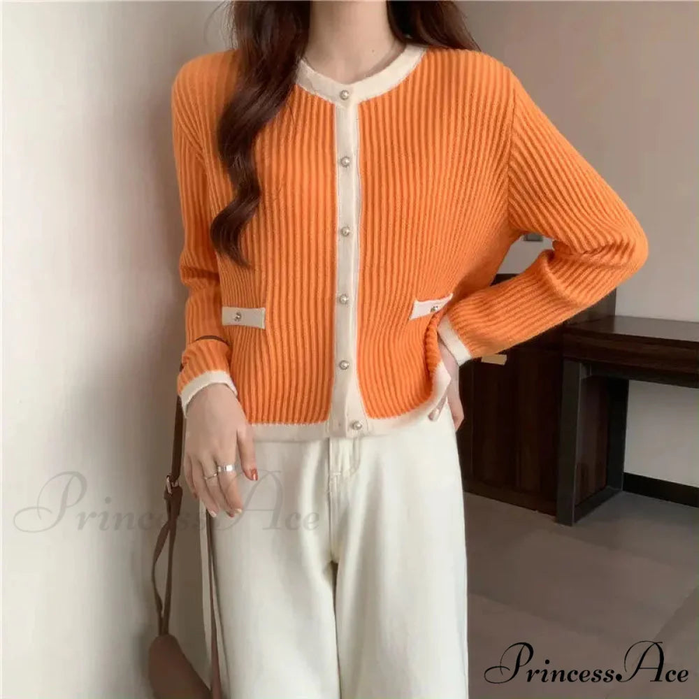Circular Neck Fastener Stylish Cardigan cardigans-241228