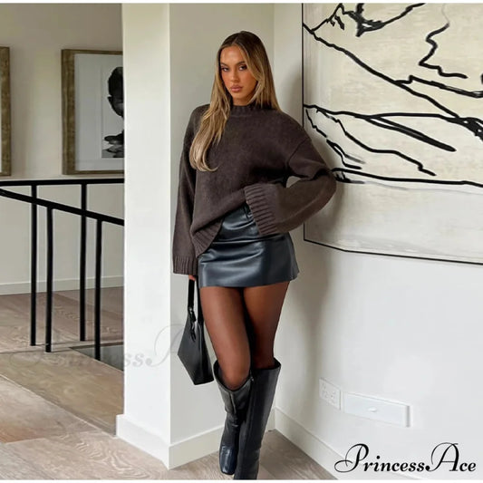 Circular Neck Flexible Pullover Jumper Figure Color / S swraters-241228