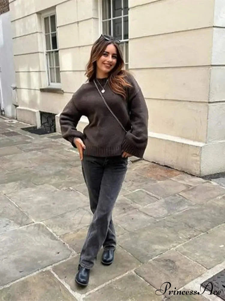 Circular Neck Flexible Pullover Jumper swraters-241228