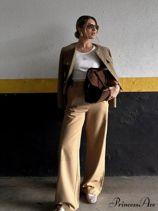 Circular Neck Woolen Brief Jacket coats-241228