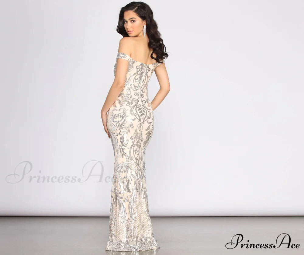 Clara Sequin Stylish Off Shoulder Dress