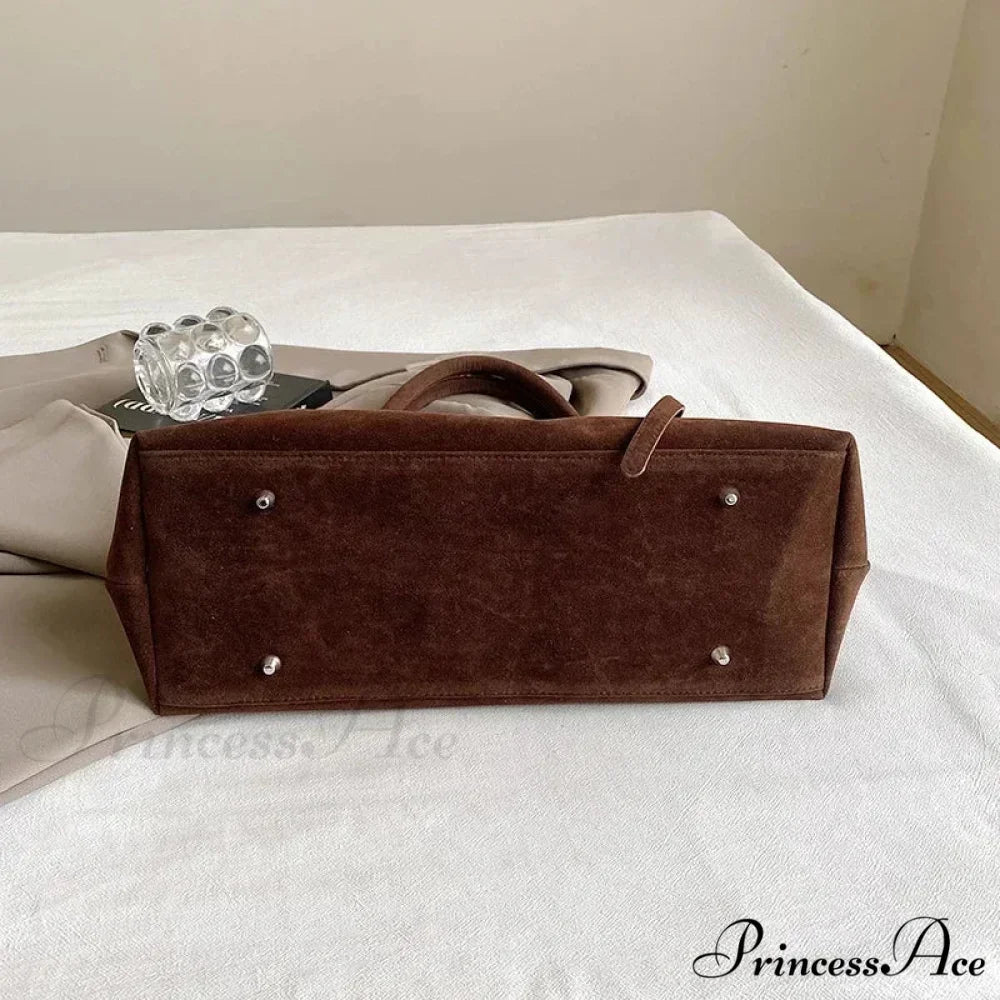 Clasp Ornamental Faux Suede Buckle Oversized Tote Purse handbag-250126