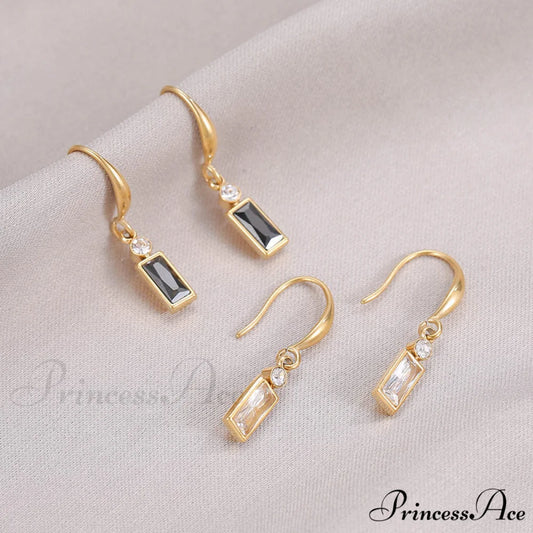 Classic Style Rectangular Stone Dangle Earrings