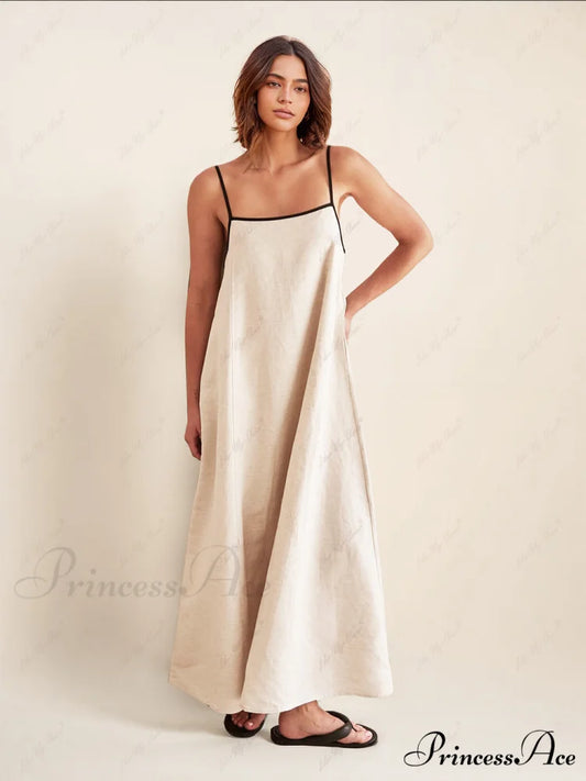 Classic Style Stylish Contrasting Suspender Dress White / S