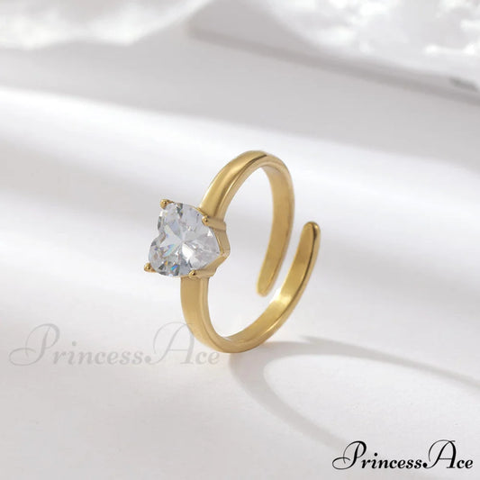 Classic Style White Zircon Open Rings gold / one size