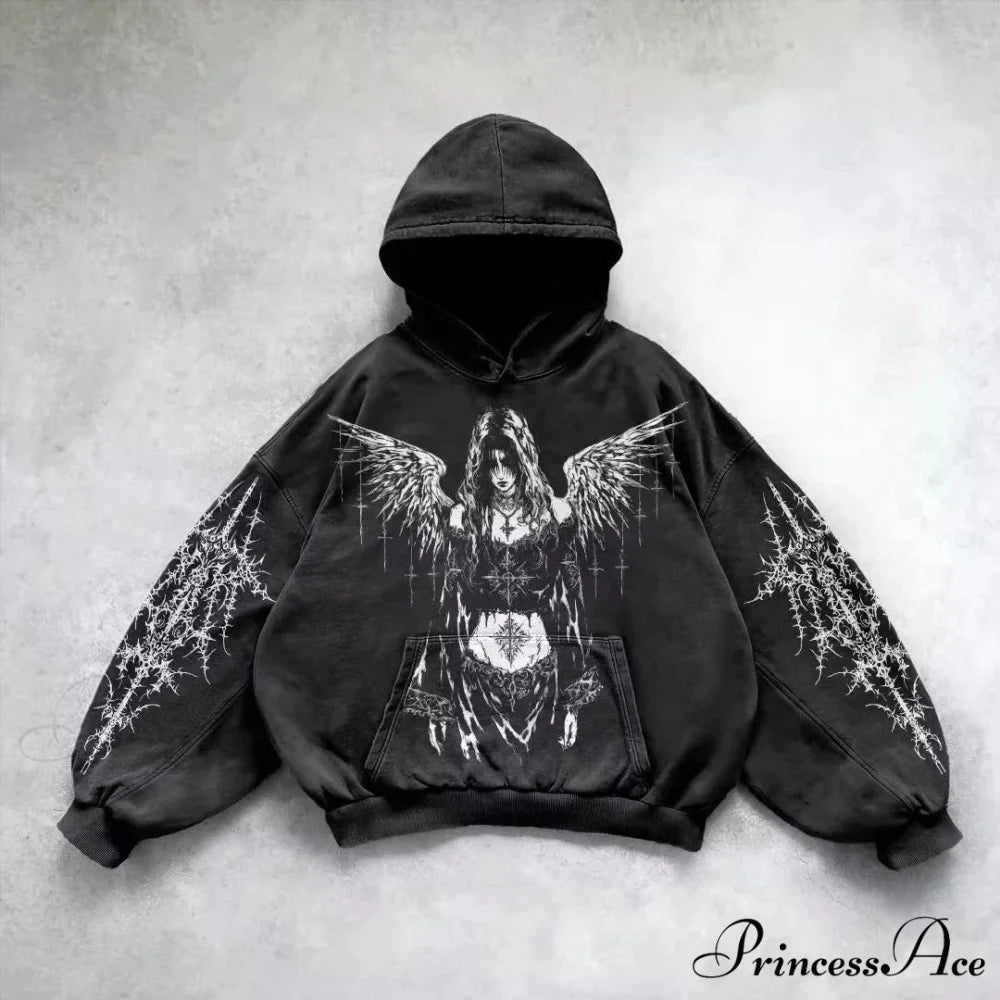 Clown Dark Print Fleece Zipper Hoodie black 5 / M hoodies-241228