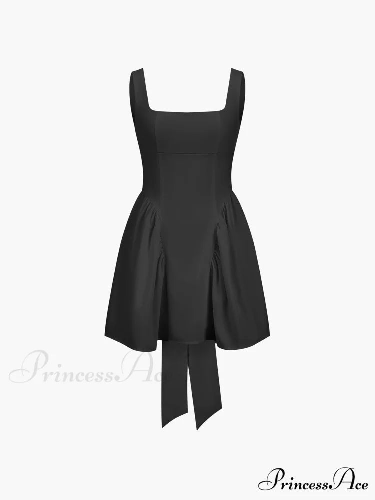 Coastal Cowgirl Open Trendy Back Zippered Short Dress Black / XS