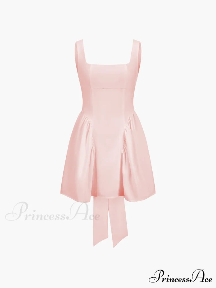 Coastal Cowgirl Open Trendy Back Zippered Short Dress Pink / XS