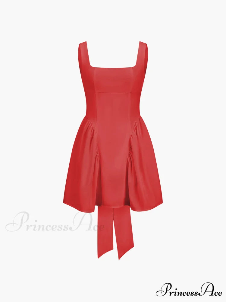 Coastal Cowgirl Open Trendy Back Zippered Short Dress Red / XS