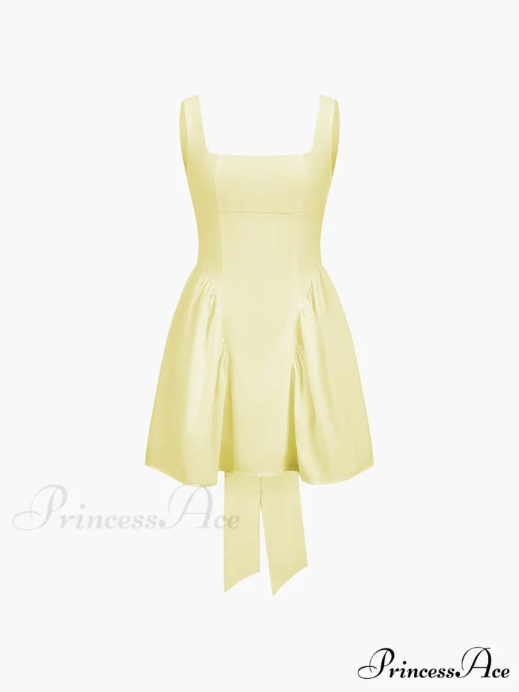 Coastal Cowgirl Open Trendy Back Zippered Short Dress Yellow / XS