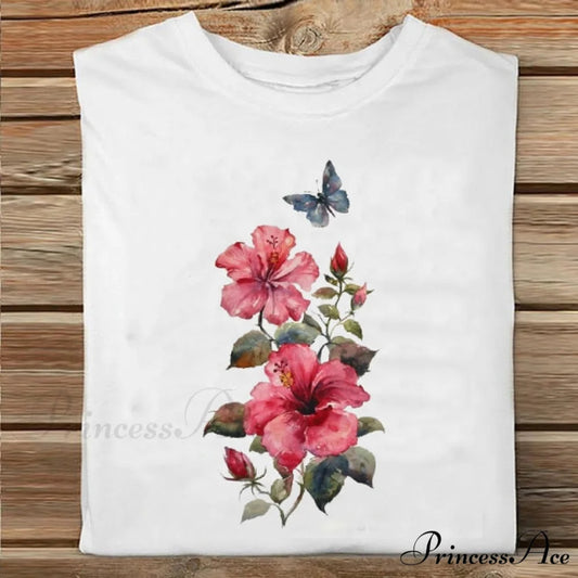 Coffee Love Cartoon Printing Clothes Tshirt flower / S