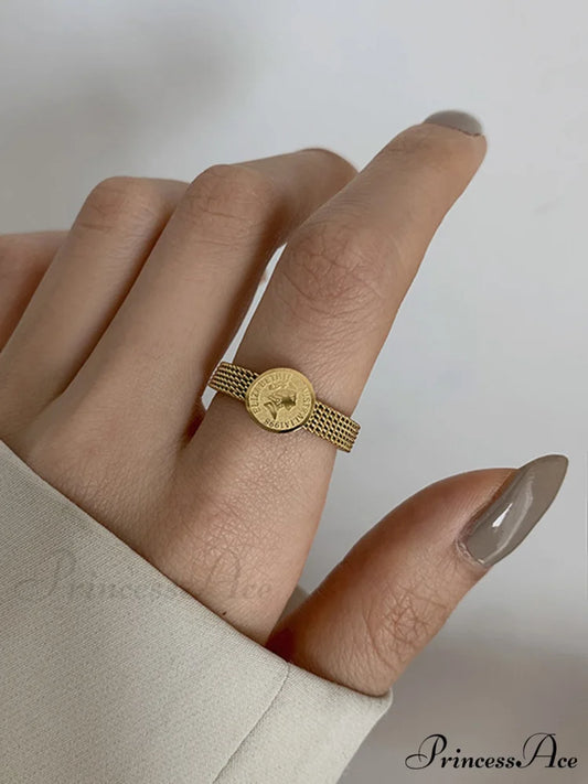 Coin Charming Decor Ring Gold / S