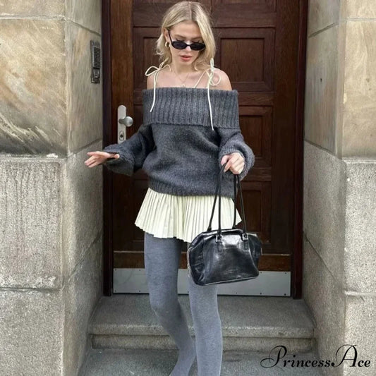 Cold Lapel Brief Sweater GRAY / One Size swraters-241228