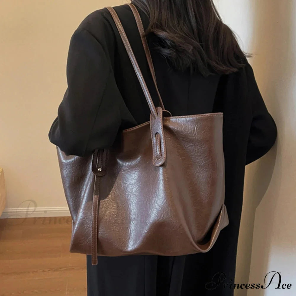 Cold Leather Tote Shoulder Bag for Women shoulder-250126