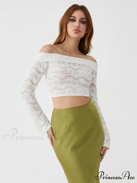 Cold Shoulder Graceful Knitted Blouse White / S