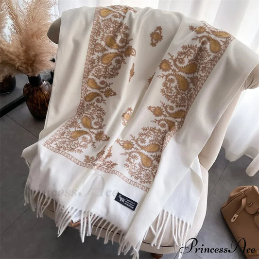 Cold Weather Soft Wool Embroidered Scarf scarf-241228