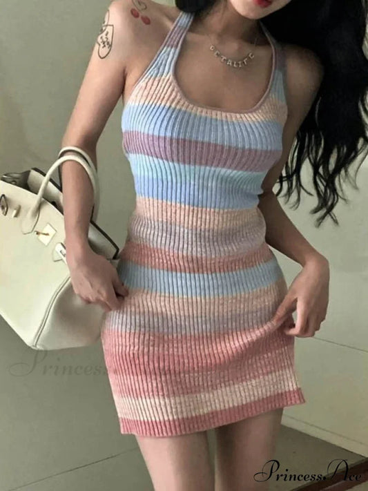 Color Block Graceful Striped Fleece Cardigan Pink / S