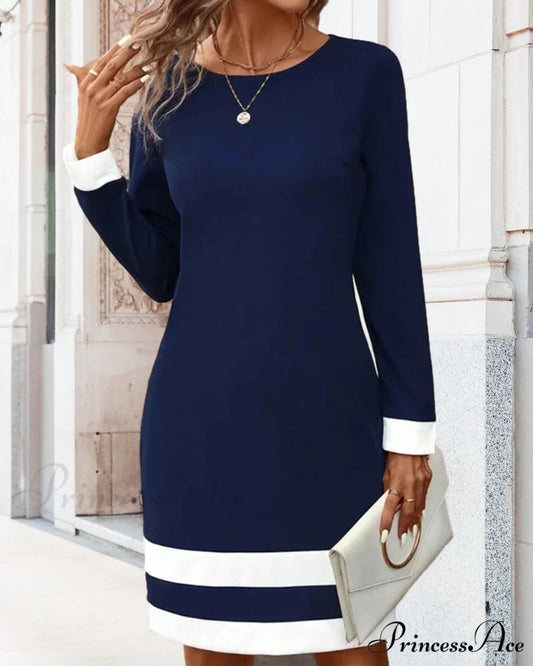 Color Block Round Neck Dress