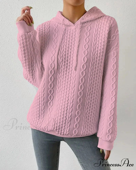 color casual Solid hoodie Pink / S