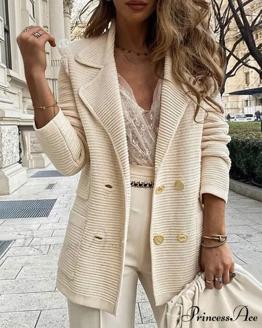 Colored Stylish Solid Jacket Beige / S