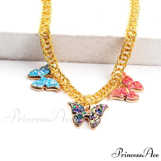 Colorful Enamel Butterfly Pendant Anklet