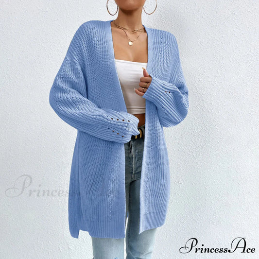 Colour Knitted Solid Cardigan