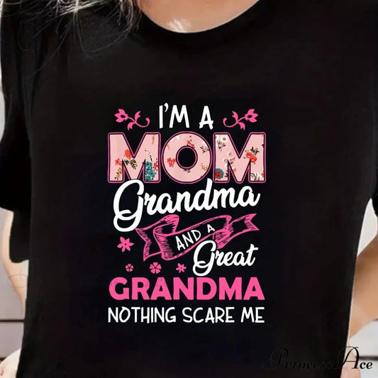 Comfy Short Sleeve Graphic Flower & Letter Print Round Neck Women’s Summer Tops T-shirt BLACK / S