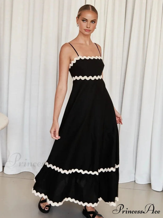 Contast Trim Graceful Cami Long Dress