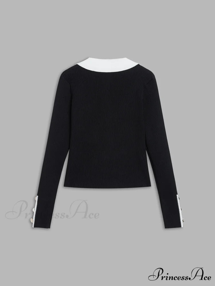 Contrast Charming Elegant Cardigan