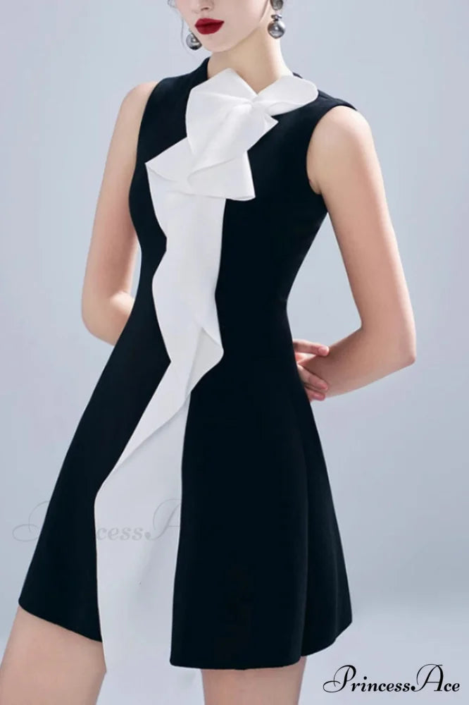 Contrast Color Patchwork Charming Ruffle Mini Dress