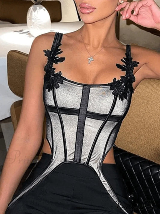 Contrast Paneled Graceful Black Baggy Sweatpants