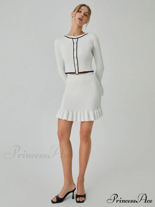 Contrast Trim Graceful Long Sleeve Cardigan