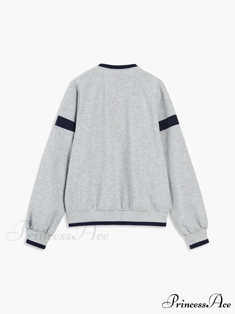 Contrast Trim Graceful Oversized Sweatshirt