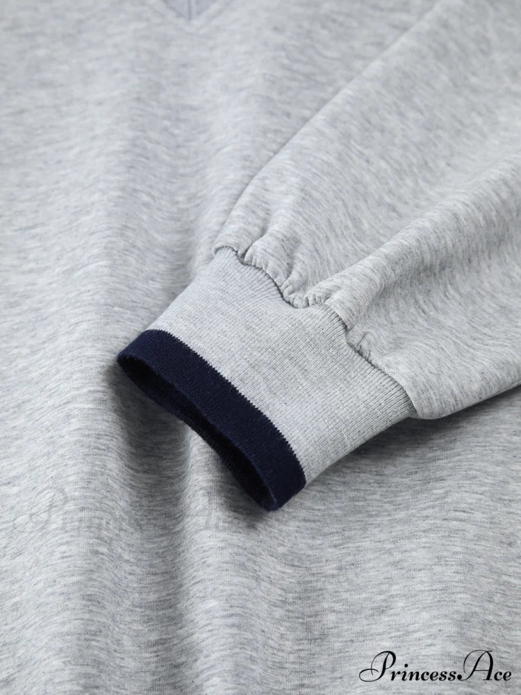 Contrast Trim Graceful Oversized Sweatshirt