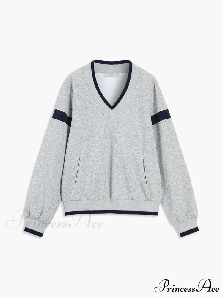Contrast Trim Graceful Oversized Sweatshirt